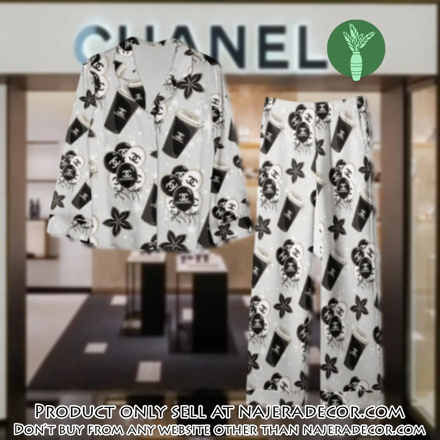 Trending luxury chanel satin pajama set pjs1039 njr3813026